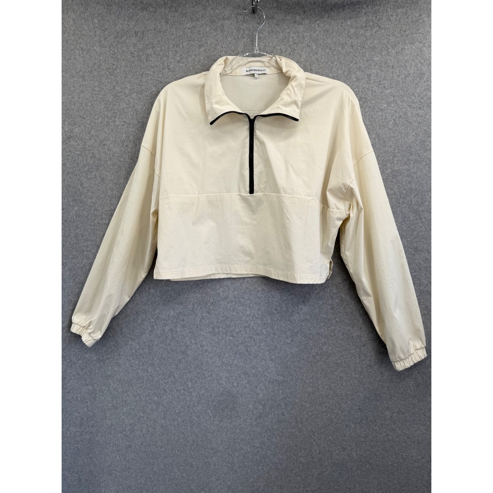 WeWoreWhat Pullover Windbreaker Women S Ivory Quarter Zip Cropped Lightweight